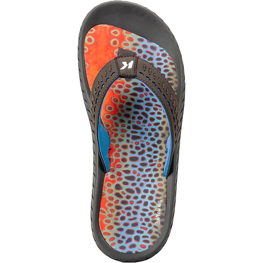 Korkers Brown Trout Fish Flip Flop - Men's Black Olive