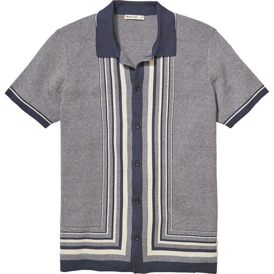 Marine Layer Ethan Button-Down Sweater - Men's India Ink/Oatmeal