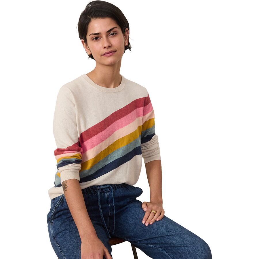 Marine Layer Icon Rainbow Swoosh Sweater - Women's Oatmeal Rainbow