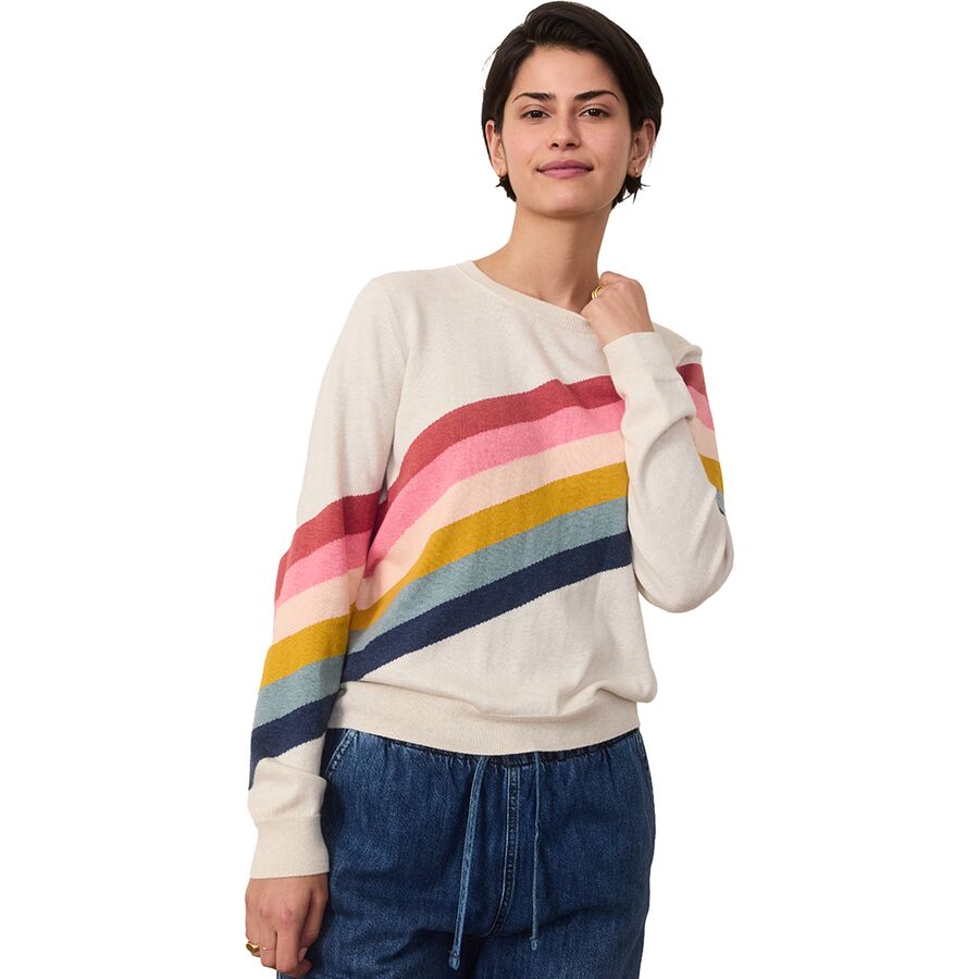 Marine Layer Icon Rainbow Swoosh Sweater - Women's Oatmeal Rainbow