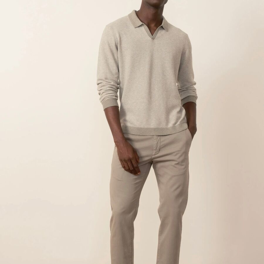 Marine Layer Liam Long-Sleeve Sweater Polo - Men's Vetiver/Ivory