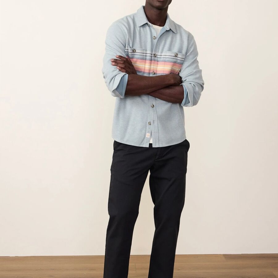 Marine Layer Pacifica Stretch Twill Shirt - Men's Blue Multi Stripe