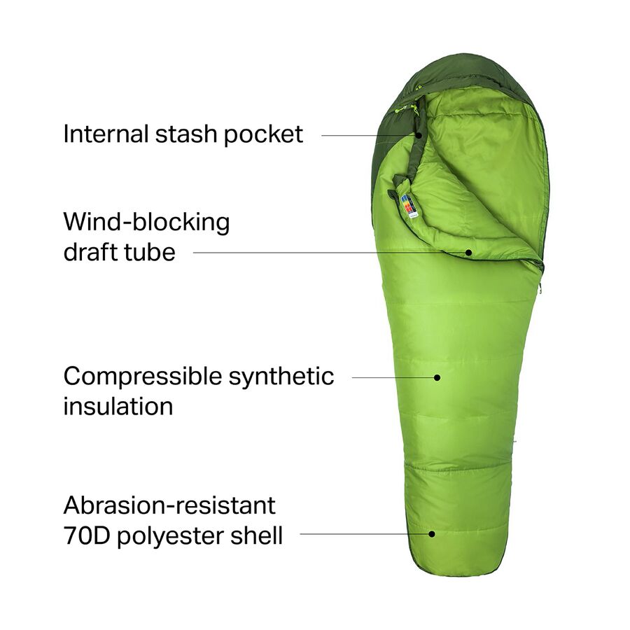 Marmot Trestles 30 Sleeping Bag: 30F Synthetic Green Lichen/Greenland