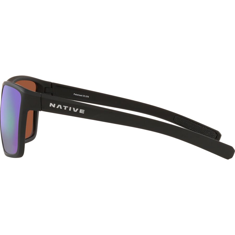 Native Eyewear Wells XL Polarized Sunglasses Matte Black/Green Reflex