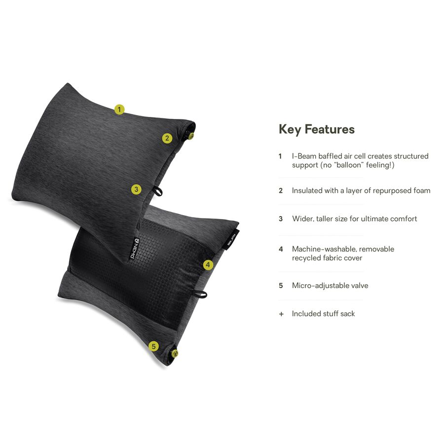 NEMO Equipment Inc. Fillo King Pillow Black Pearl/Birch Bud