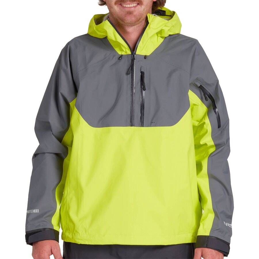 NRS High Tide Splash Jacket - Men's Gray/Chartreuse