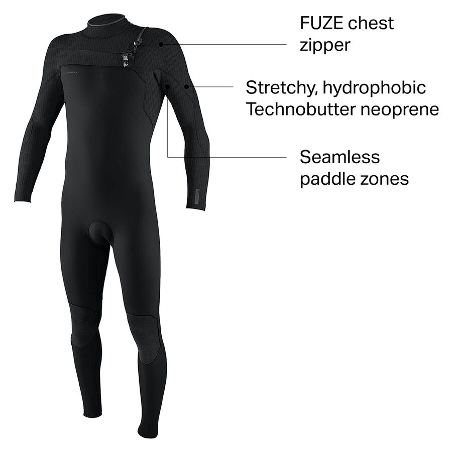 O'Neill Hyperfreak 3/2+mm Chest-Zip Full Wetsuit - Men's Black/Black