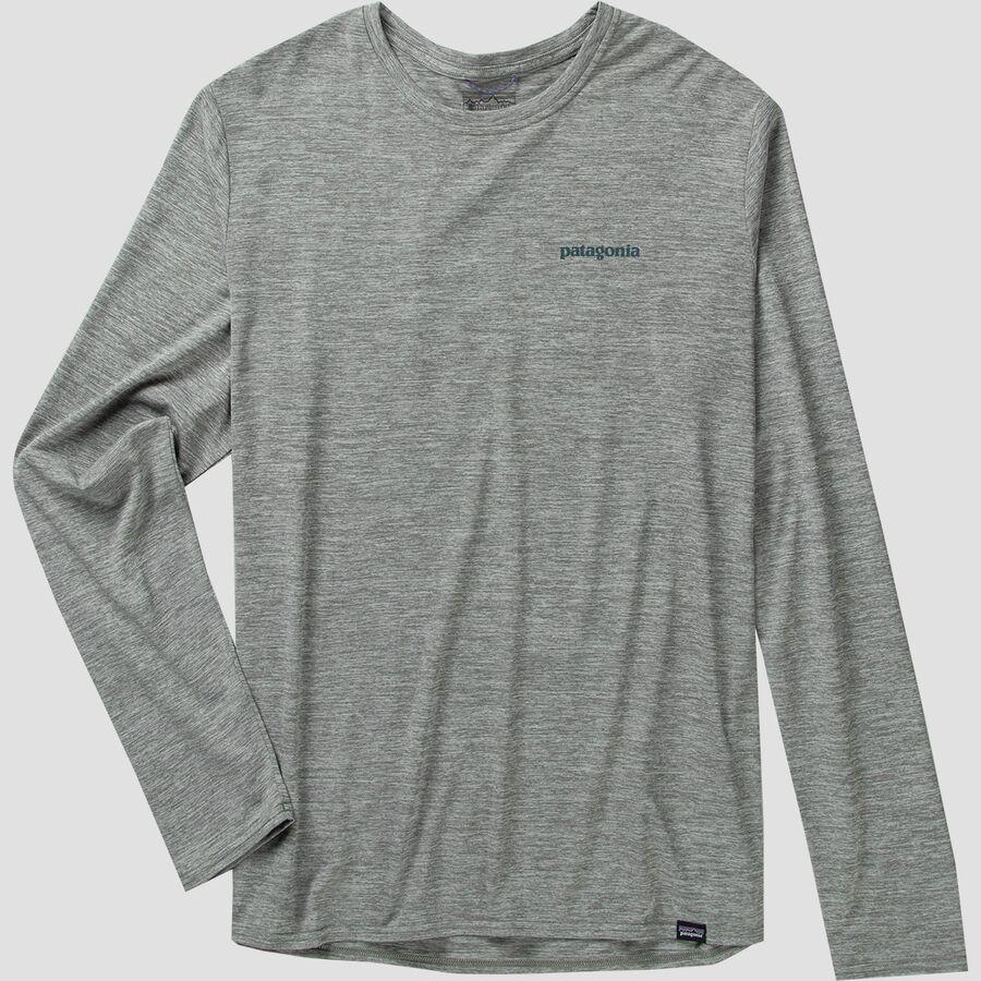 Patagonia Cap Cool Daily Graphic Long-Sleeve Shirt - Waters - Men's Boardshort Logo Abalone Blue: Feather Grey