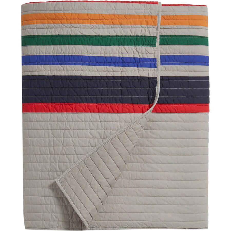 Pendleton Cotton Queen Quilt + 2 Standard Shams Yellowstone Stripe/Fawn