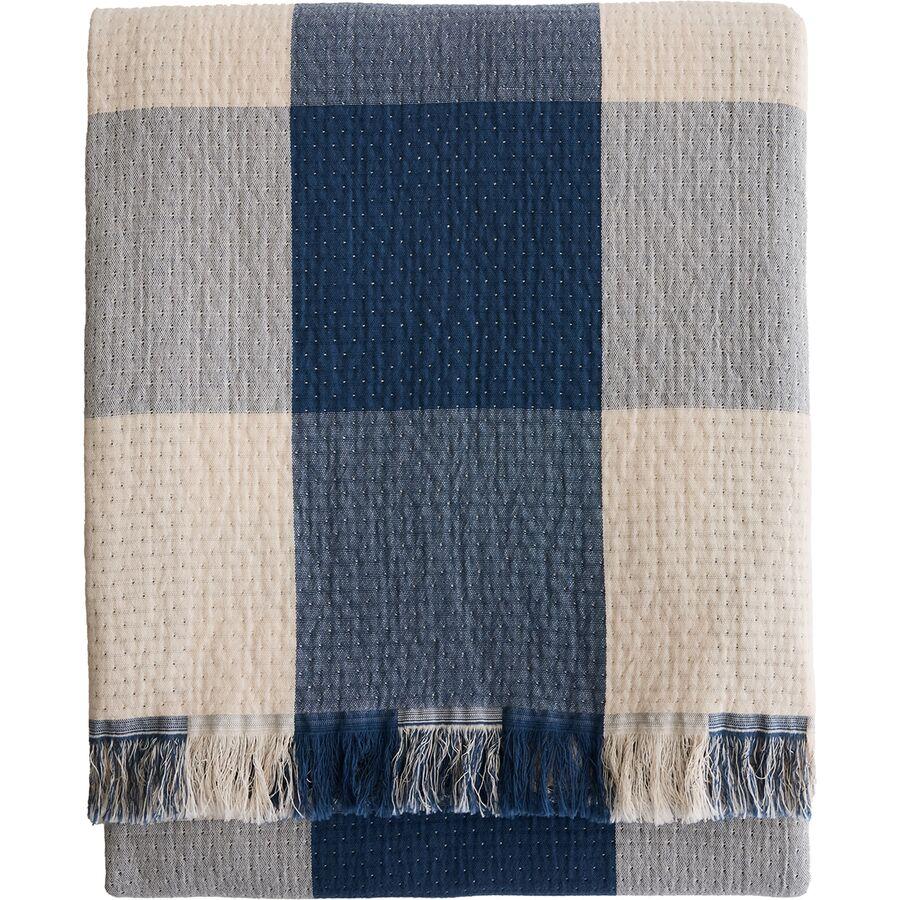 Pendleton Fringed Cotton Throw Block Plaid/Indigo
