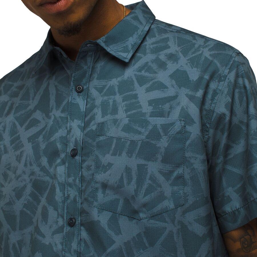 PrAna Lost Sol Printed Shirt - Men's Grey Blue Cracked Earth