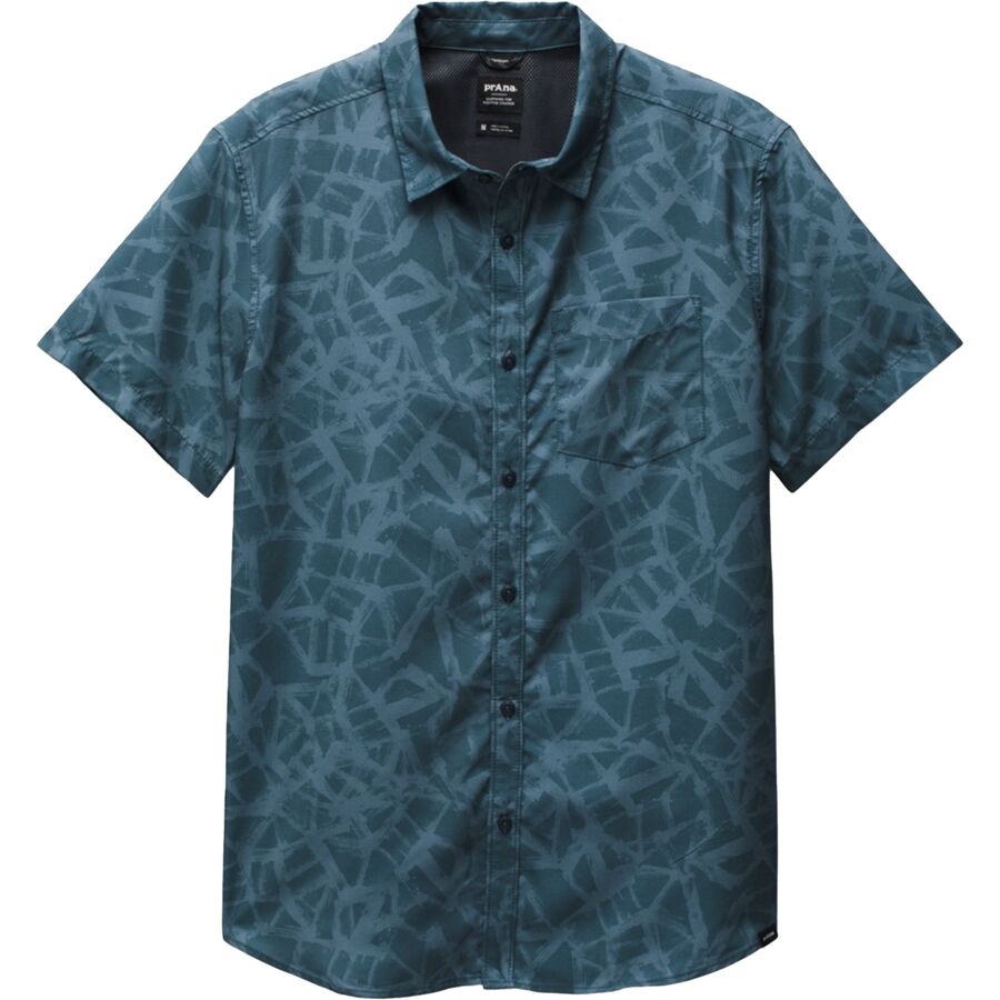 PrAna Lost Sol Printed Shirt - Men's Grey Blue Cracked Earth