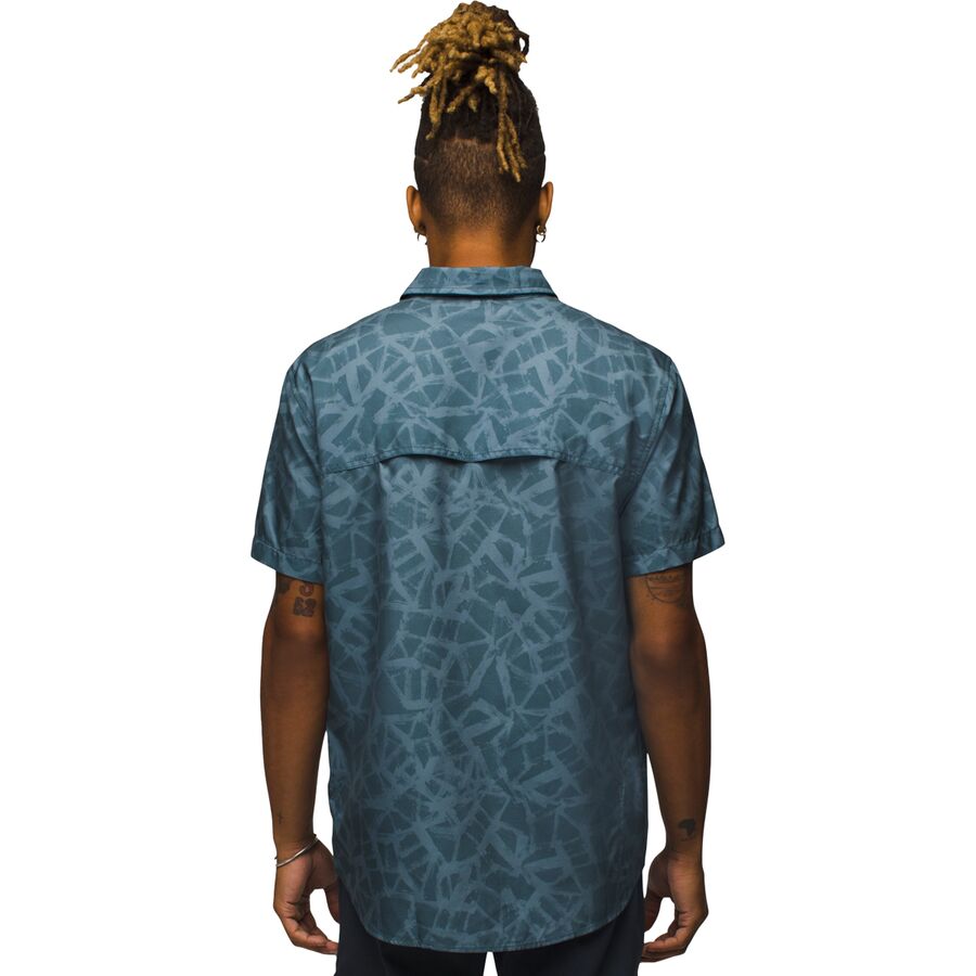 PrAna Lost Sol Printed Shirt - Men's Grey Blue Cracked Earth