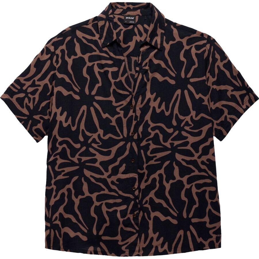 PrAna The Bahamas Button-Up Top - Women's Black Boogie Bloom