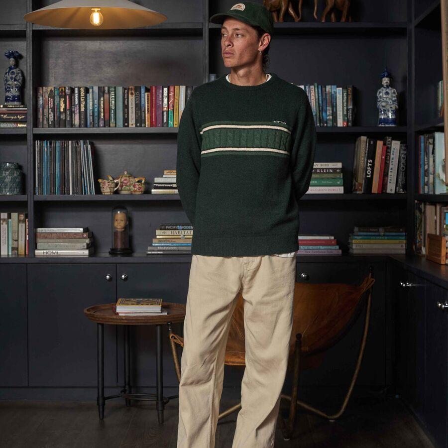 Rhythm Mohair Stripe Knit Sweater - Men's Dark Green