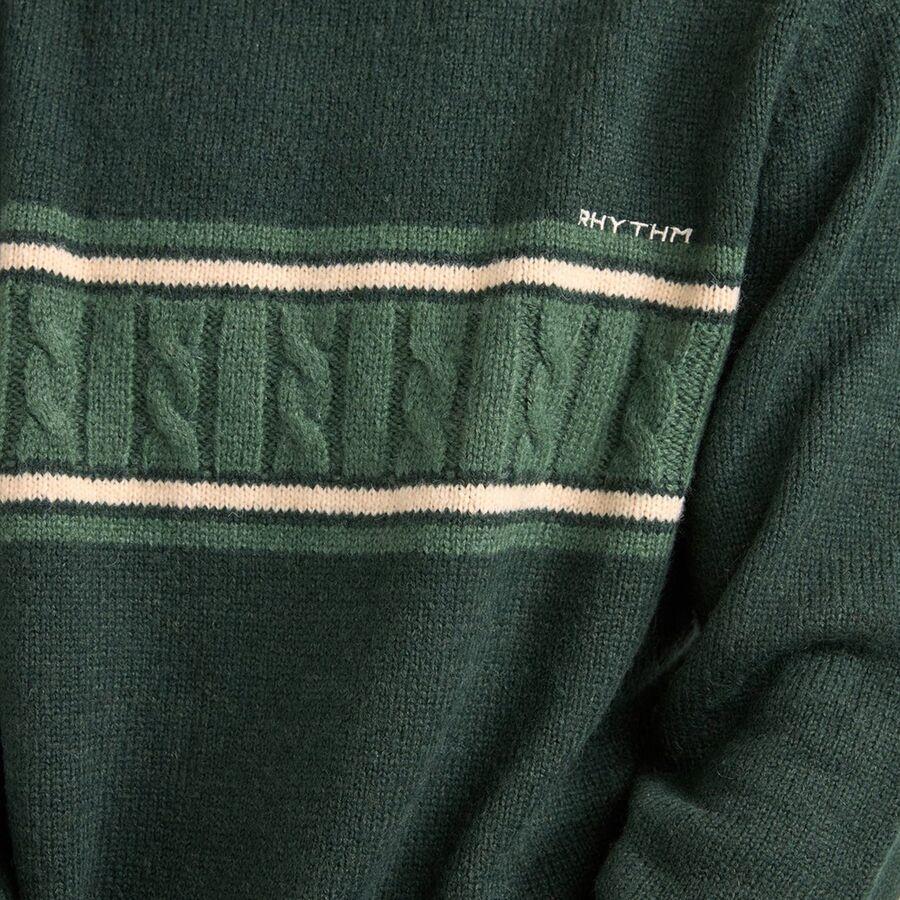 Rhythm Mohair Stripe Knit Sweater - Men's Dark Green