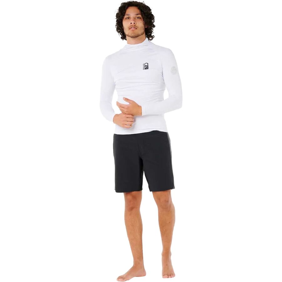 Rip Curl Search UPF 50 Long-Sleeve Hooded Rashguard -Men's White