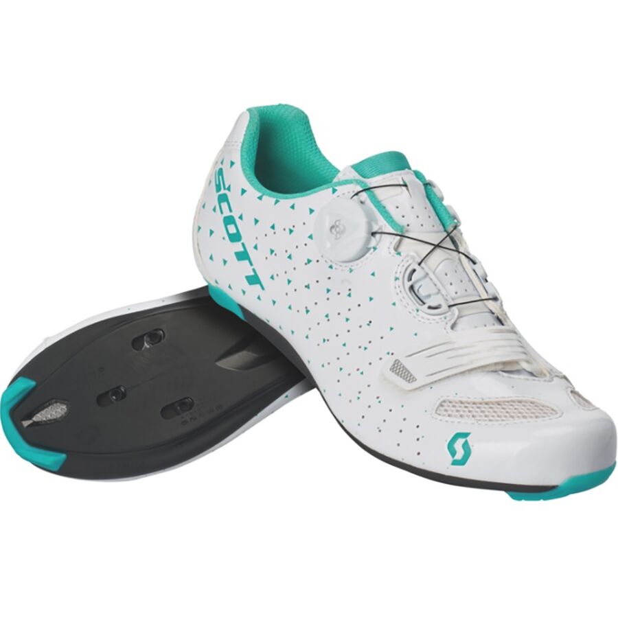 Scott Road Comp Boa Lady Cycling Shoe - Women's Gloss White/Turquoise Blue