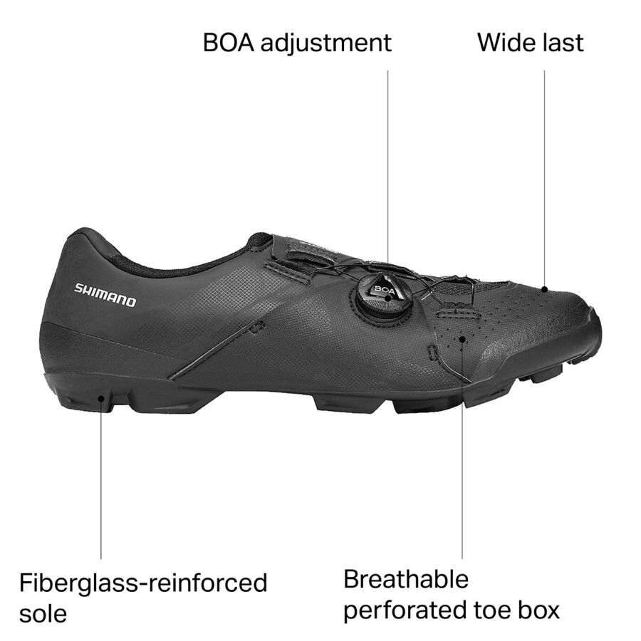 Shimano XC3 Wide Mountain Bike Shoe - Men's Black