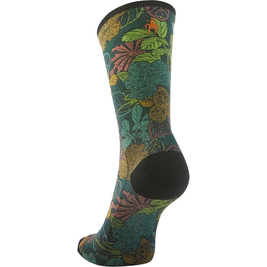 Smartwool Bike Zero Cushion Aloha Forest Print Crew Sock - Men's Twilight Blue
