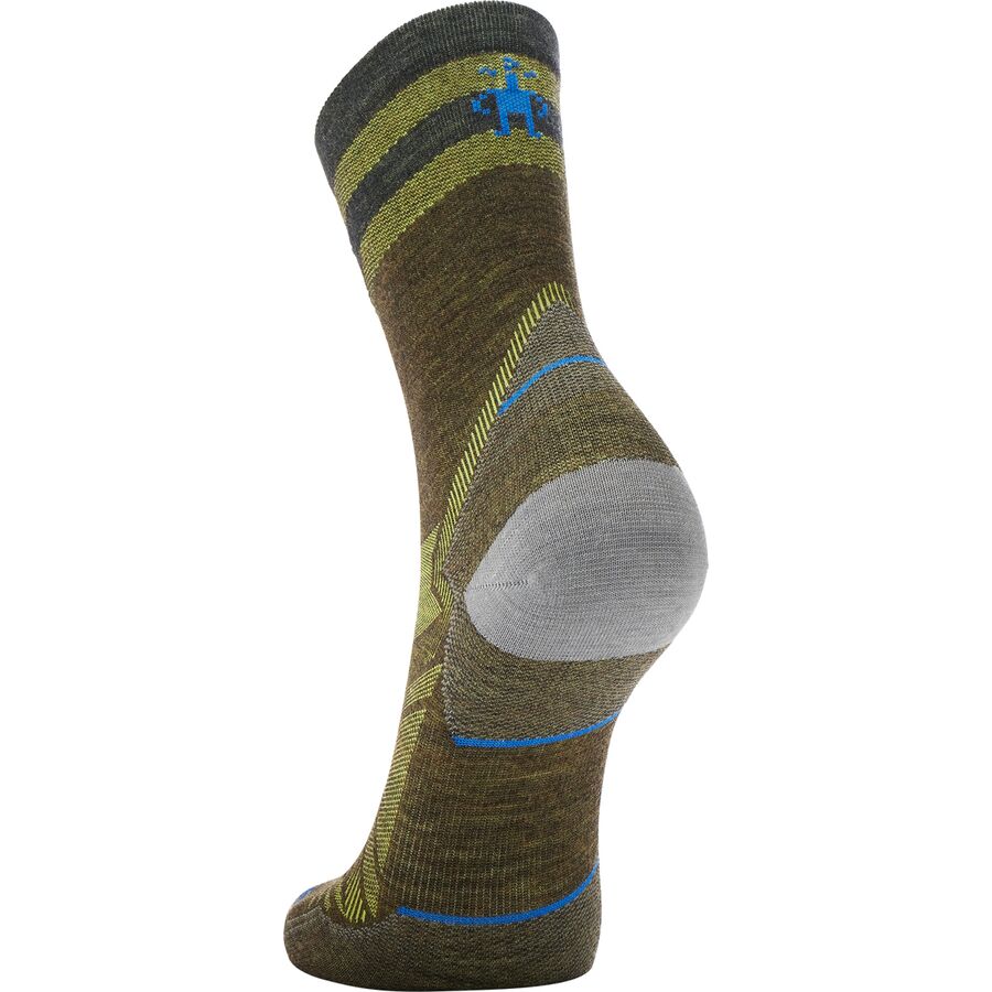 Smartwool Run Zero Cushion Mid Crew Pattern Sock Military Olive