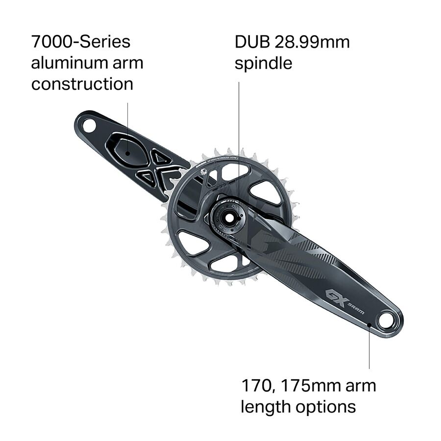 SRAM GX Eagle DUB Crankset - Boost Lunar Grey
