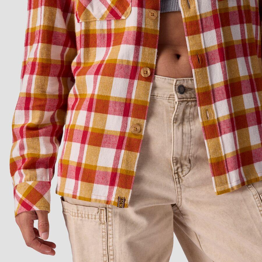 Stoic Aspen Elbow Patch Flannel - Women's Cranberry Harvest Oversized Plaid