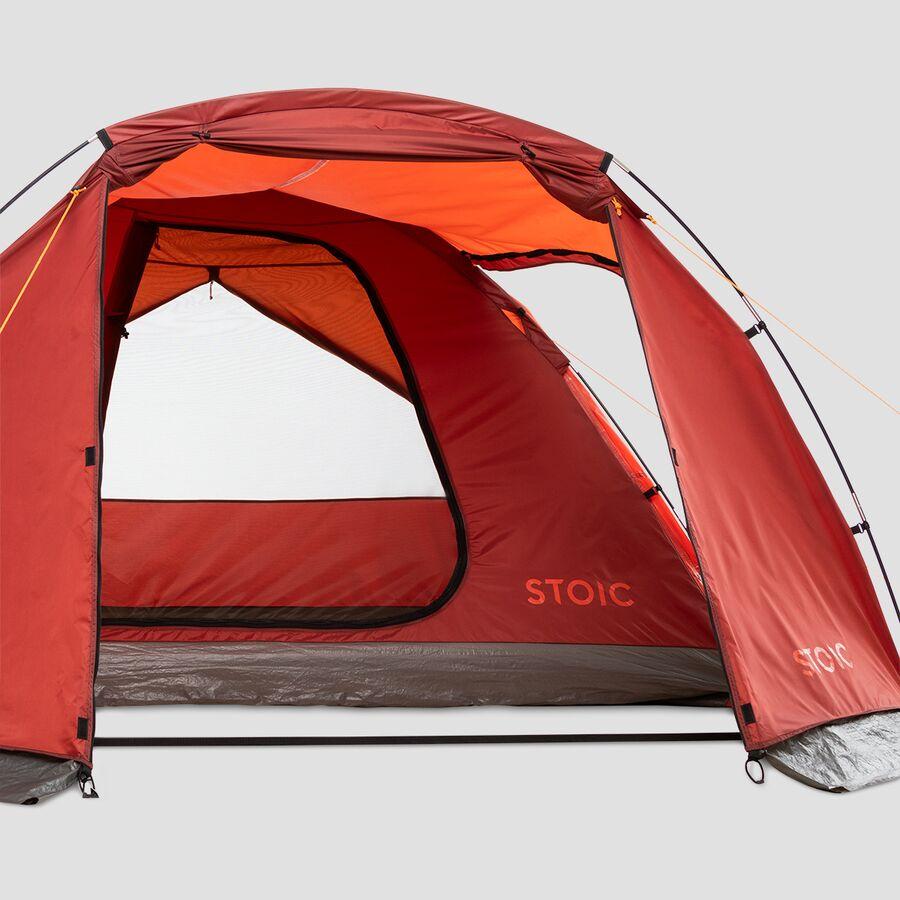 Stoic Dome Tent + Vestibule: 4-Person 3-Season Tigerlily/Red Ochre