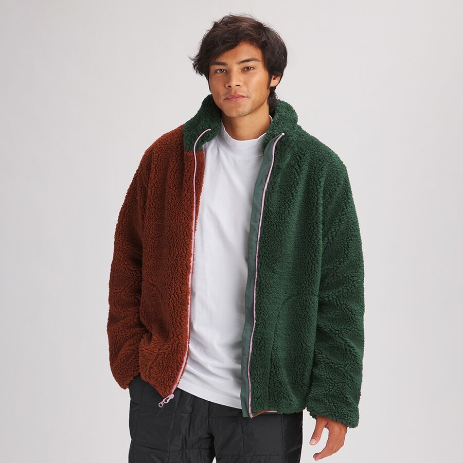 Stoic MTN Sherpa Full-Zip Jacket - Men's Tortoise Shell/Trekking Green/Pink Nectar