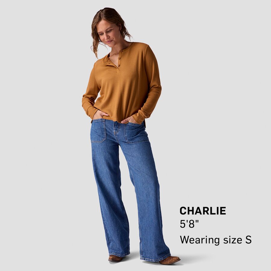 Stoic Wicking Waffle Long-Sleeve Henley - Women's Brown Sugar