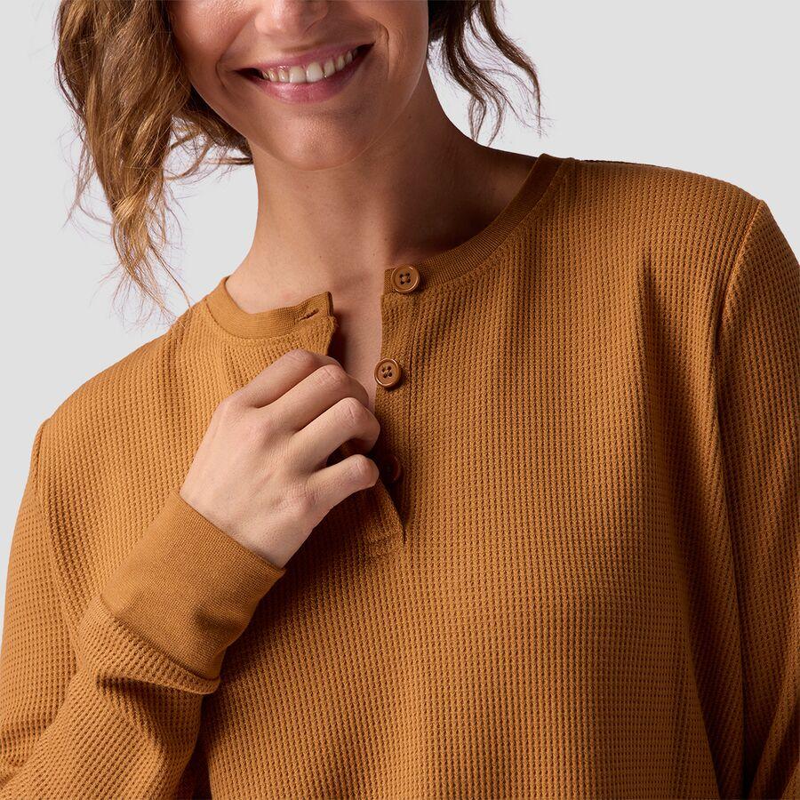 Stoic Wicking Waffle Long-Sleeve Henley - Women's Brown Sugar