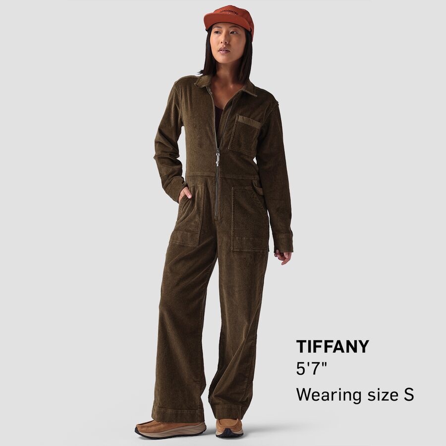 Stoic Wide Leg Corduroy Jumpsuit - Women's Dark Olive