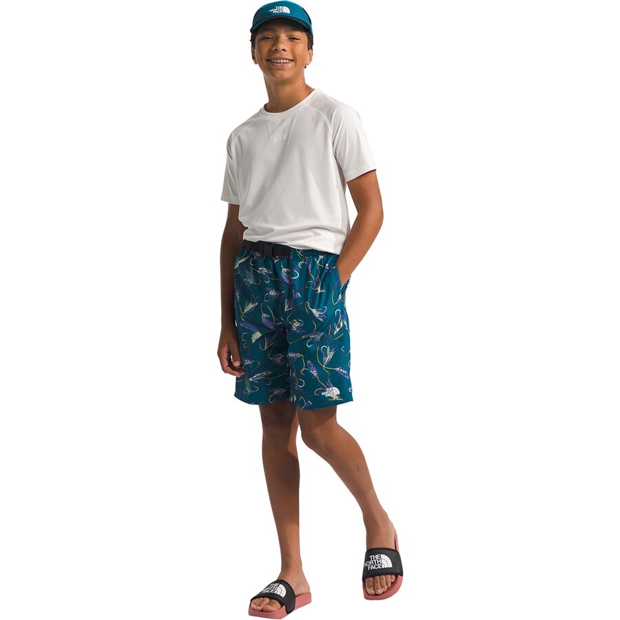 The North Face Amphibious Class V Belted Short - Boys' Blue Moss Gone Fishing Print
