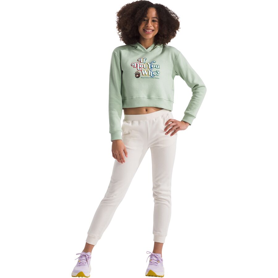The North Face Camp Fleece Pullover Hoodie - Girls' Misty Sage/Smokey The Bear Graphic