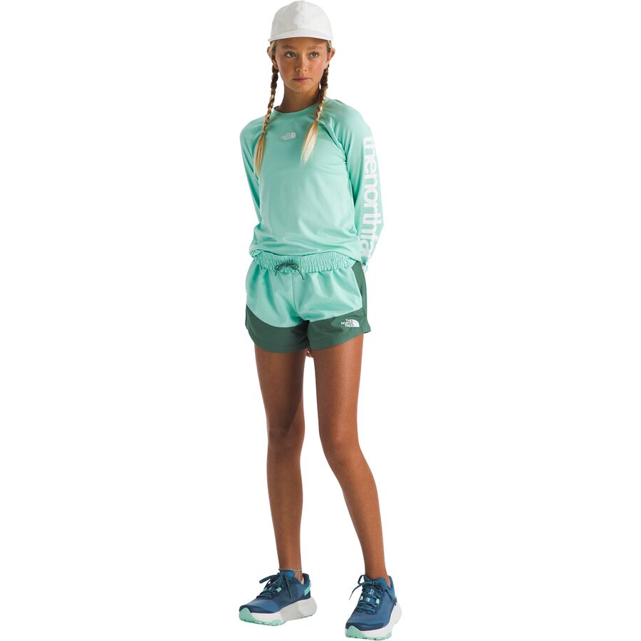 The North Face Class V Pathfinder Pull-On Short - Girls' Bright Foam/Duck Green/TNF Topo Phantom Print