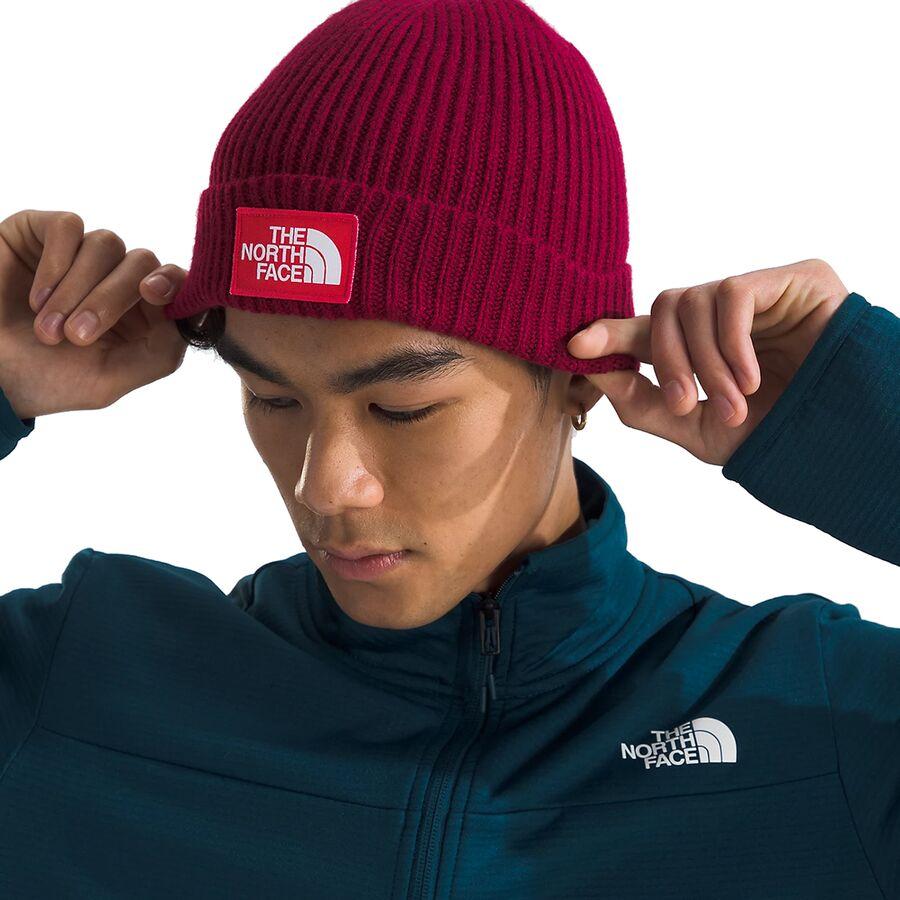 The North Face Logo Box Cuffed Beanie Beetroot/TNF Red