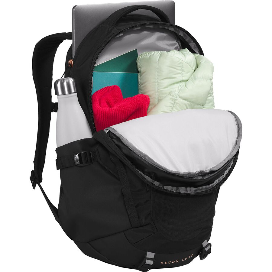 The North Face Recon Luxe Pack - Women's TNF Black/Burnt Coral Metallic-NPF