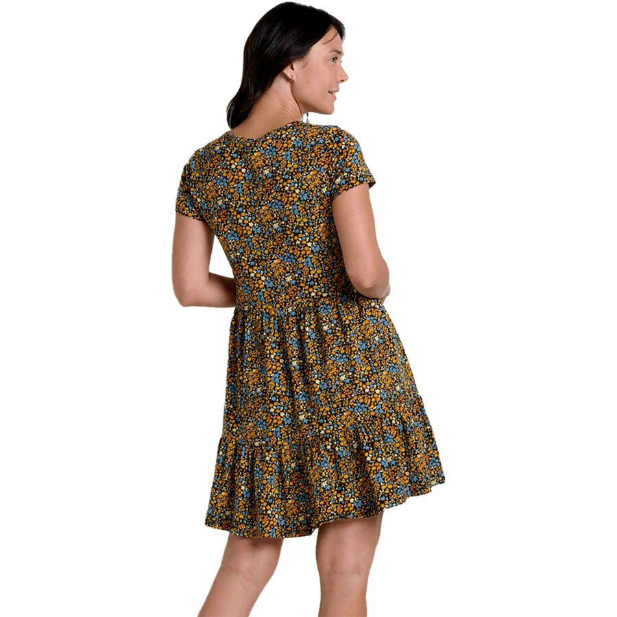 Toad&Co Marley Tiered Short-Sleeve Dress - Women's Black Ditsy Print