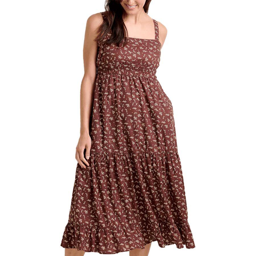 Toad&Co Taj Hemp Tiered Midi Sleeveless Dress - Women's Chestnut Floral Print