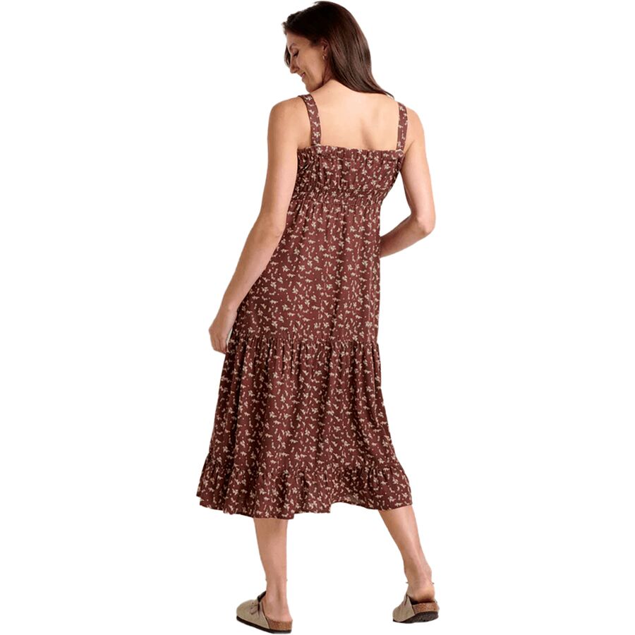 Toad&Co Taj Hemp Tiered Midi Sleeveless Dress - Women's Chestnut Floral Print