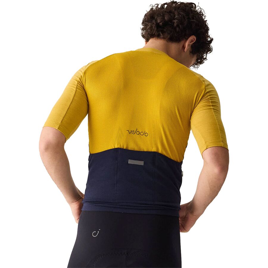 Velocio Merino LUXE Colorblock Jersey - Men's Sulphur/Navy