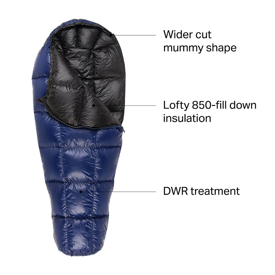 Western Mountaineering Caribou MF Sleeping Bag: 35F Down Navy Blue