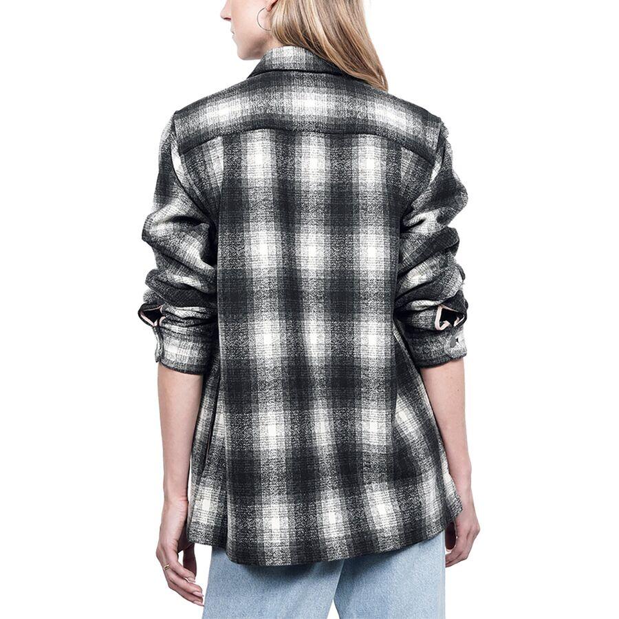 Wildfang The Essential Flannel Fleece Lined Shacket Black/White