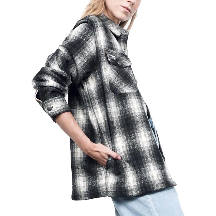 Wildfang The Essential Flannel Fleece Lined Shacket Black/White