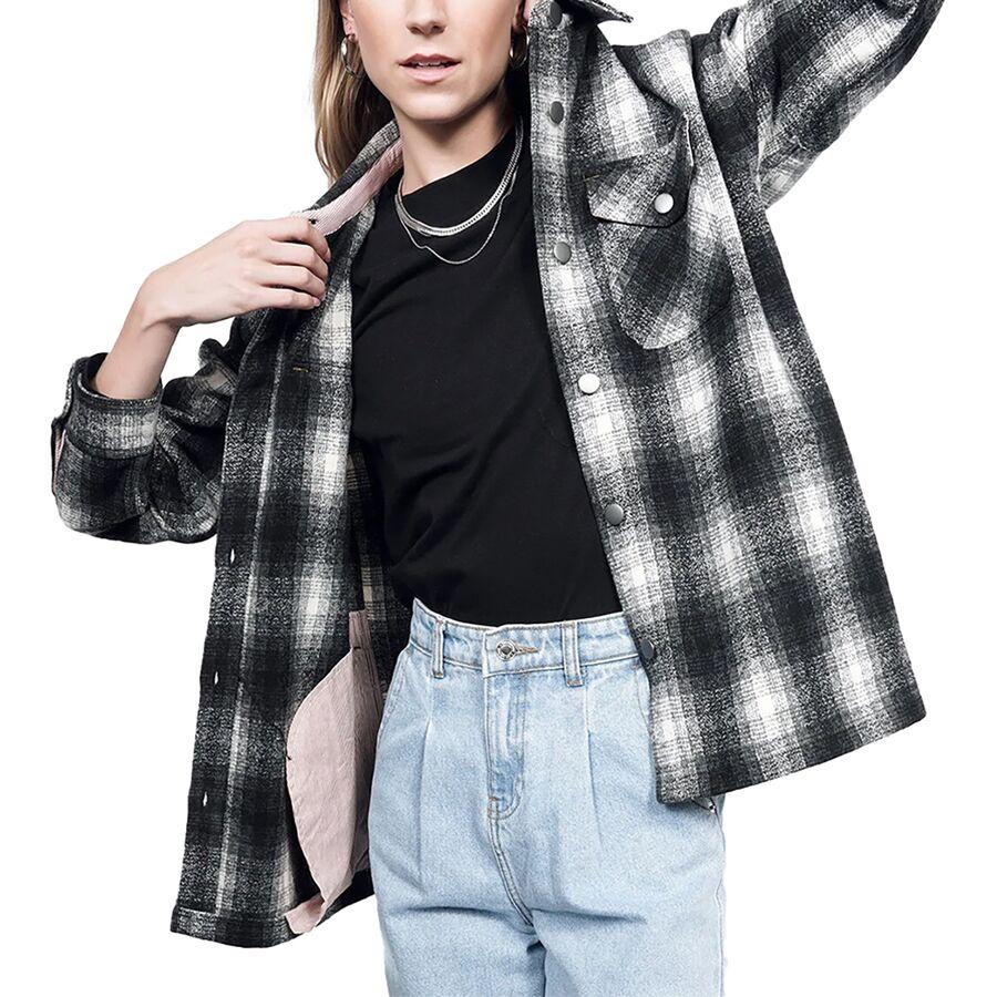 Wildfang The Essential Flannel Fleece Lined Shacket Black/White
