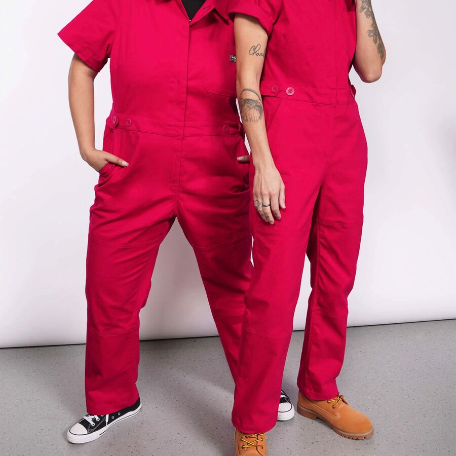 Wildfang The Essential Short-Sleeve High Waisted Coverall Berry