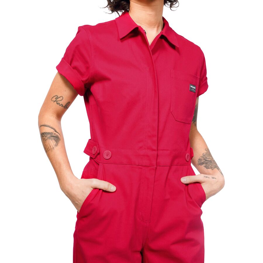 Wildfang The Essential Short-Sleeve High Waisted Coverall Berry