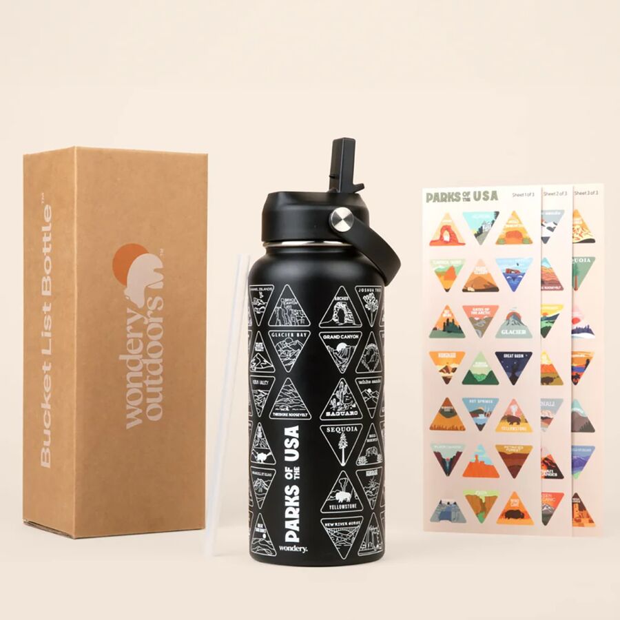 Wondery Parks Of The USA Bucket List Bottle Black