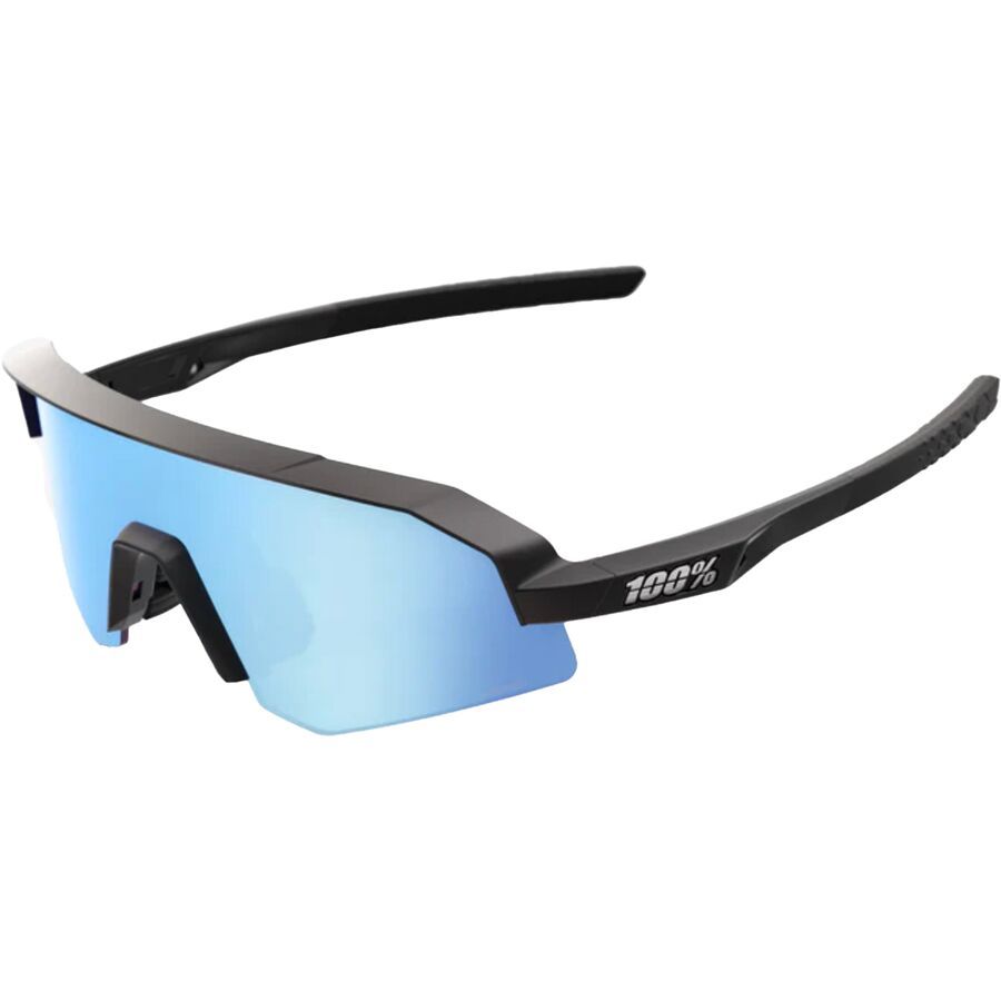 100% Slendale XS Sunglasses Matte Black/HiPER Blue Multilayer Mirror Lens