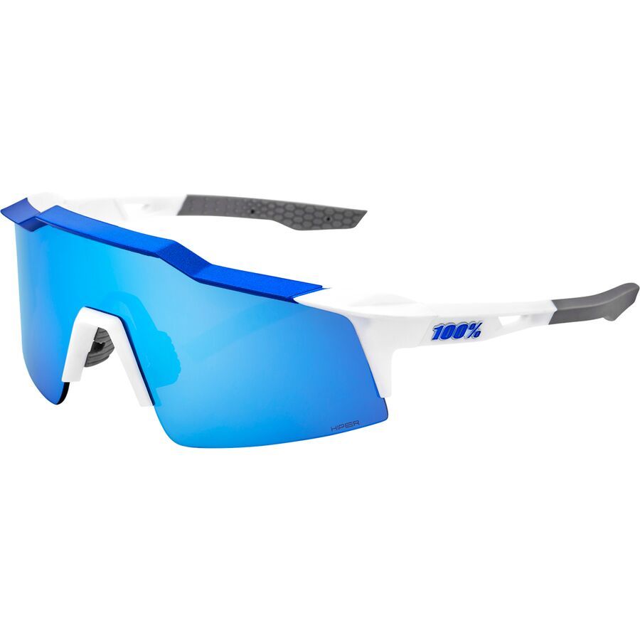100% Speedcraft SL Sunglasses Matte White/Metallic Blue